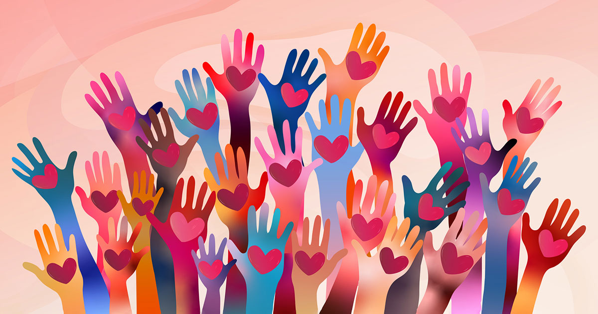 hands with hearts raised