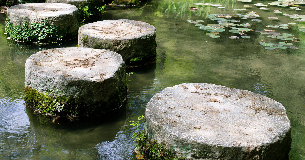 stepping stones in water