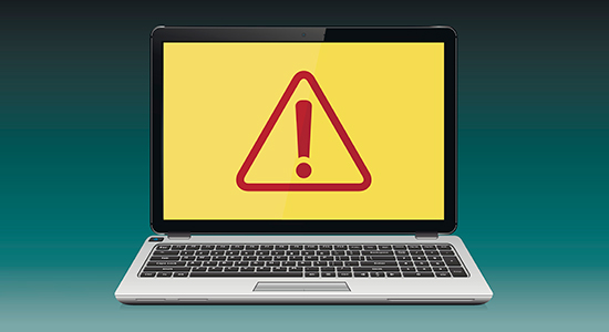 warning screen on laptop