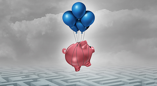 piggybank flying over maze