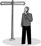 Figure at crossroads