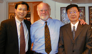 (From left) Sun Chao, Shanghai People's& Congress Standing Committee member; Charles Irish, U. W. Law School East Legal Studies Center director; and Jin Changrong, the Shanghai People's Court vice president attended a signing ceremony formalizing the training agreement between the law school and the Shanghai High People's Court in Madison on May 13.