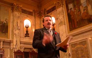 History buff and former State Bar President Steve Sorenson opens the reenactment ceremony of the founding of the Wisconsin Bar Association on Jan. 9 at the Capitol.