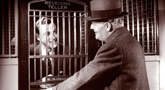 old time bank teller window