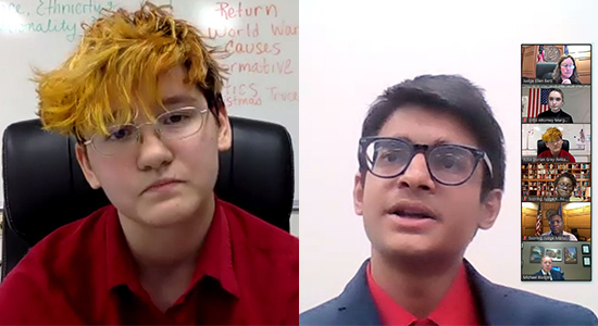 Waukesha South witness Mika Liss with Shorewood attorney Riju Dey