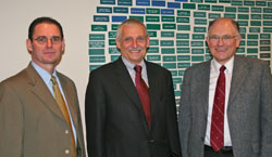 President Tom Basting (center) thanked outgoing chair Dave Reddy (left) and member Bill Neill for their many years of service on the Client Protection Fund Committee.