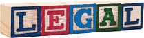 "legal" spelled with blocks.